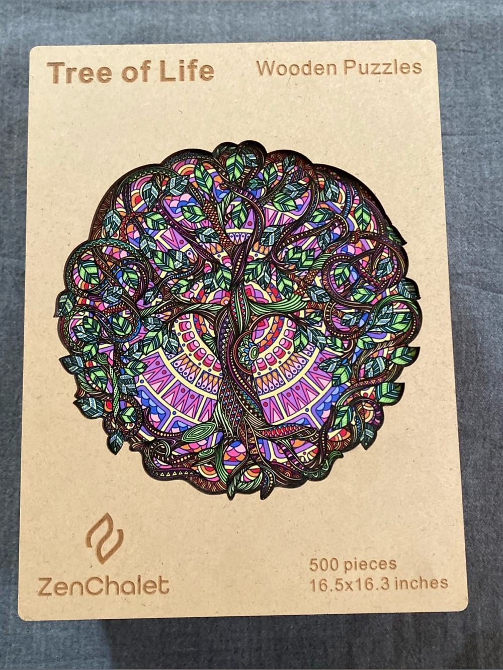 ZenChalet Tree of Life 500-Piece Wooden Puzzle - Multicolor hippie boho